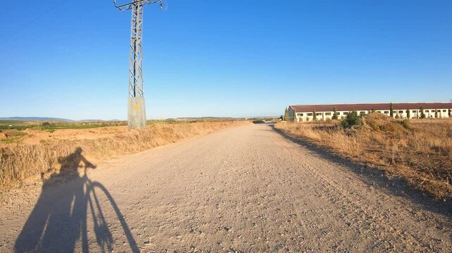 Camino del Ebro - a gravel road leaving Calahorra, province of La Rioja, Spain