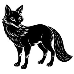 Fox silhouette vector illustration black animal on white background