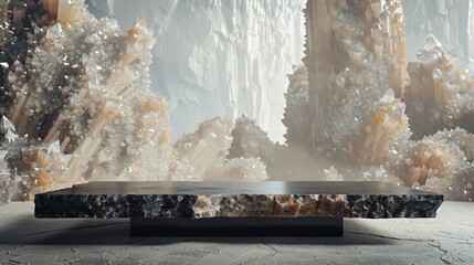 podium in a crystal cave