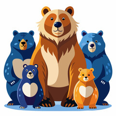 Family of Bears Standing Together in a Group