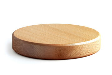 Round wood podium base mock up, isolated on white background