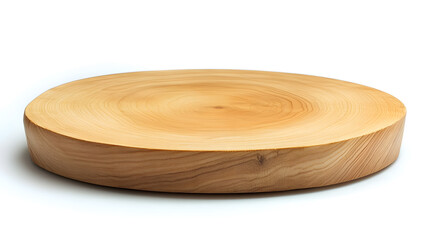 Round wood podium base mock up, isolated on white background