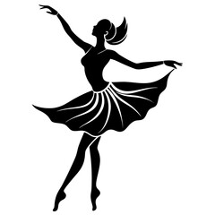 Fototapeta premium black female dancer silhouette vector design on white 