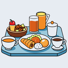 breakfast buffet full english and continental large selection of brunch and breakfast food on the table with egg bacon toast orange juice croissant coffee fruits and nuts