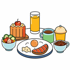 breakfast buffet full english and continental large selection of brunch and breakfast food on the table with egg bacon toast orange juice croissant coffee fruits and nuts