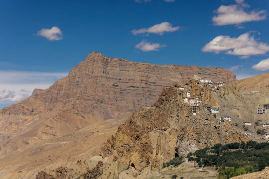 Dhankar village and Gompa in Northern India; Himachal Pradesh, India