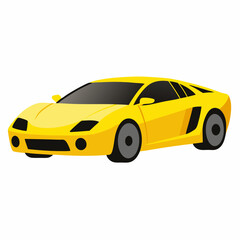 Sport Car No Background no shadow, yellow color WHIte background