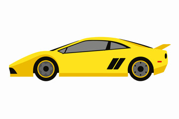Fototapeta premium Sport Car No Background no shadow, yellow color WHIte background