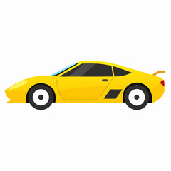 Sport Car No Background no shadow, yellow color WHIte background