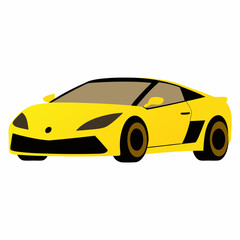 Sport Car No Background no shadow, yellow color WHIte background