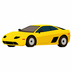 Sport Car No Background no shadow, yellow color WHIte background