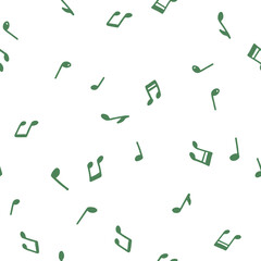 Seamless pattern of simple hand drawn musical notes