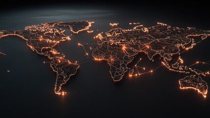 This visual illustrates a world map with illuminated pathways connecting major cities in Latin America, symbolizing the extensive reach of digital marketing services across the region