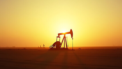 Naklejka premium oil pump in sunset