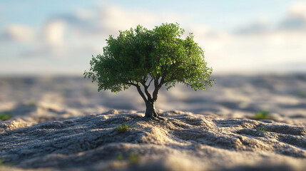 World Environment Day 2024 concept focusing on land restoration, desertification, and drought resilience, with a 3D tree background. Emphasizes the #GenerationRestoration movement. 