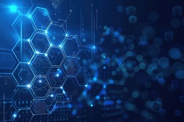 A blue background with a pattern of hexagons and dots