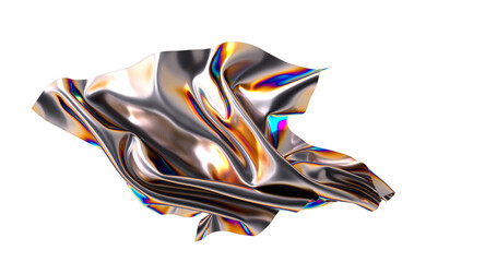 Metallic fabric with an iridescent sheen flowing gracefully