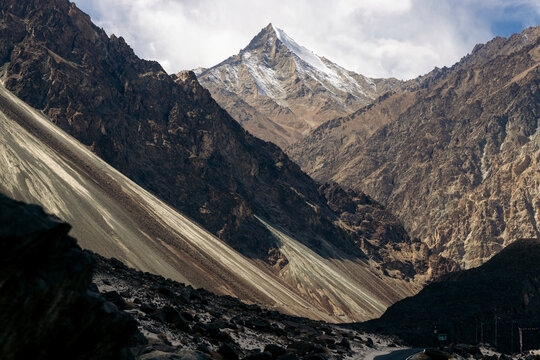Mountainous landscape along the Diskit - Turtuk Highway; Ladakh, India