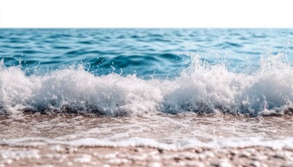 Elegant Ocean Waves on White: Minimalist Seascape Concept for Travel and Romance. Abstract Beach Illustration for Summer and Autumn Marketing. Stylish Design Template with Copy Space for Graphic Proje