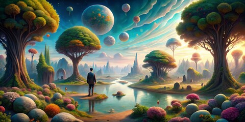 Surreal Landscapes: Dreamlike and distorted environments, where nature and the human form intertwine in imaginative ways.