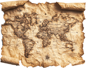 Vintage world map with an aged, parchment-like appearance