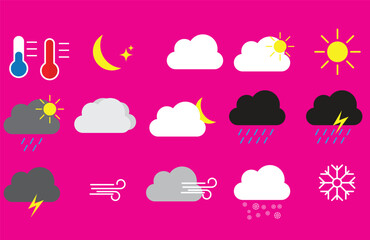 Weather icons set isolated on a white background. Clouds logo and sign collection. Simple modern design. Flat style vector illustration.eps10 