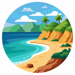 Obraz premium Coastal Landscape with Palm Trees and Blue Water
