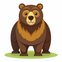 Fototapeta premium Brown Bear Standing on Green Grass with a Friendly Expression