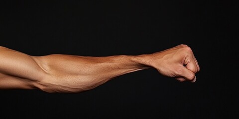 Powerful Muscular Male Arm: Symbol of Strength and Fitness. Abstract Bodybuilding Concept for Gym Marketing. Minimalist Design with Clenched Fist Showcasing Male Power and Determination. Ideal for Spo