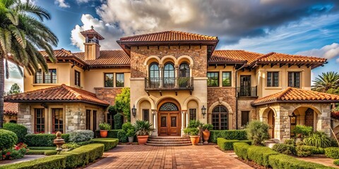 Fototapeta premium Tuscan Villa Florida Home Pavers: Experience the grandeur of Tuscany with ornate patterns, terracotta hues, and rustic textures.