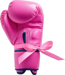 Pink Ribbon Tie around the pink boxing glove symbol of fighting to October Breast Cancer Awareness month
