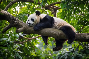 Obraz premium giant panda eating bamboo