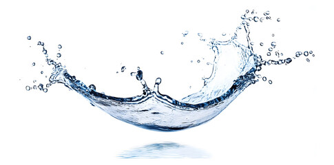 Realistic water splash isolated on white background