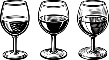 set of wine glasses,glass of wine vector