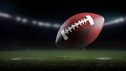 Football spinning through the air as it s punted downfield, high above the stadium, American Football, Aerial Power