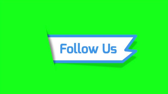 Follow Us - Banner Animation on green screen background, Blue and red  follow us banner, Paper animaton