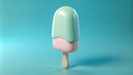 Minimalistic Pastel Ice Cream on Stick with Teal Background
