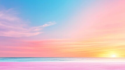 Obraz premium A serene seascape at sunset, showcasing vibrant hues of pink, blue, and orange, evoking peace and tranquility.