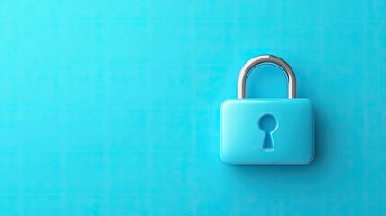 Fototapeta premium A minimalist blue padlock on a vibrant background, symbolizing security and protection in digital or physical spaces.
