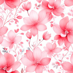 dainty flowers, soft pink, white background, pattern for textile and wrapping paper