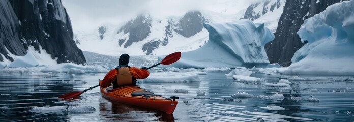 Kayaking Among Icebergs in Antarctica