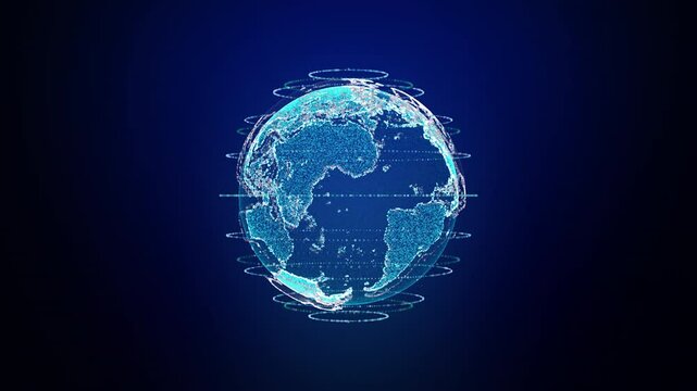 futuristic HUD abstract background.Cyber digital technology concept abstract globe on dark blue background.Bid data,wireless internet networks around the world,data analysis,Internet of Things (IoT)
