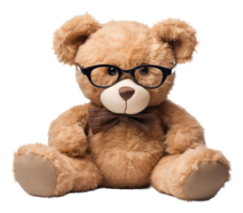 PNG Teddy bear glasses toy white background.