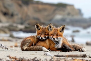 Naklejka premium red fox vulpes