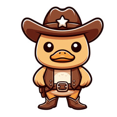 Duck cowboy Cartoon Mascot. Illustration of duck cartoon