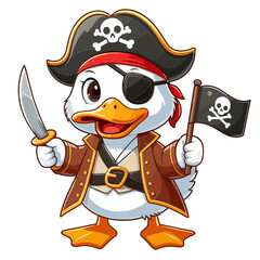 Duck pirates of the caribbean Cartoon Mascot. Illustration of duck cartoon