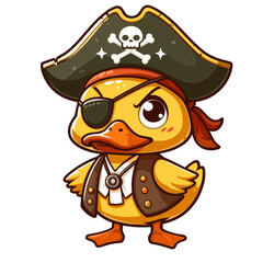 Duck pirates of the caribbean Cartoon Mascot. Illustration of duck cartoon