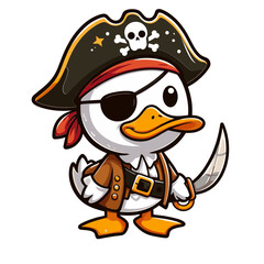 Duck pirates of the caribbean Cartoon Mascot. Illustration of duck cartoon