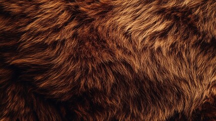 Fototapeta premium Detailed view of soft, thick brown bear fur in warm tones