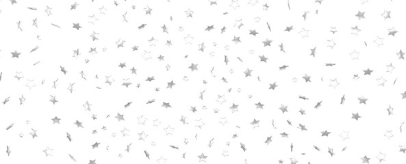 Silver stars confetti rain festive holiday background. background silver paper foil stars